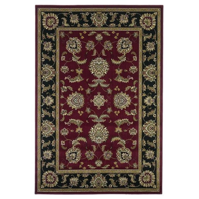HomeRoots 352407 5 Pi 3 Po x 7 Pi 7 Po Tapis Rouge et Noir en Polypropylène