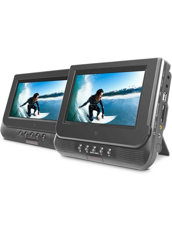 Restored Ematic ED727 7" Portable DVD Player with Dual Screen Monitors (Refurbished)