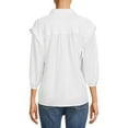 thumbnail image 3 of Time and Tru Women's Ruffle Sleeve Button Front Blouse, 3 of 5