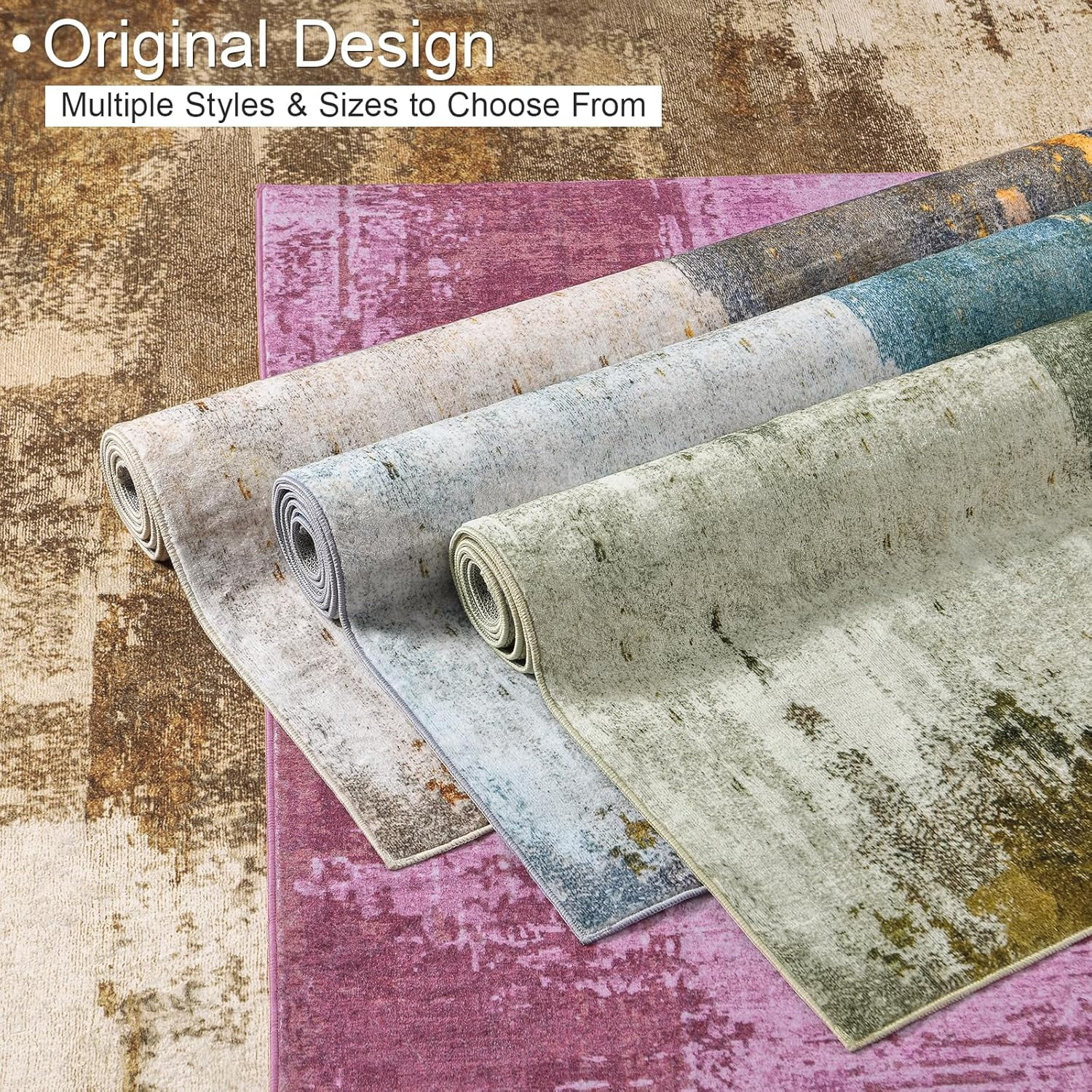Lochas Modern Vintage Abstract Rug Fluffy Area Rugs Soft Carpet for Living Room Bedroom Home Decor,5'x7',Blue