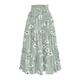 thumbnail image 4 of Women's Flowy Flared Ruffle Hem A-Line Maxi Skirts with Elastic Waist, Elegant Tiered Layer Boho Long Skirts, Floral Print for Summer,Mint Green,Size M, 4 of 4