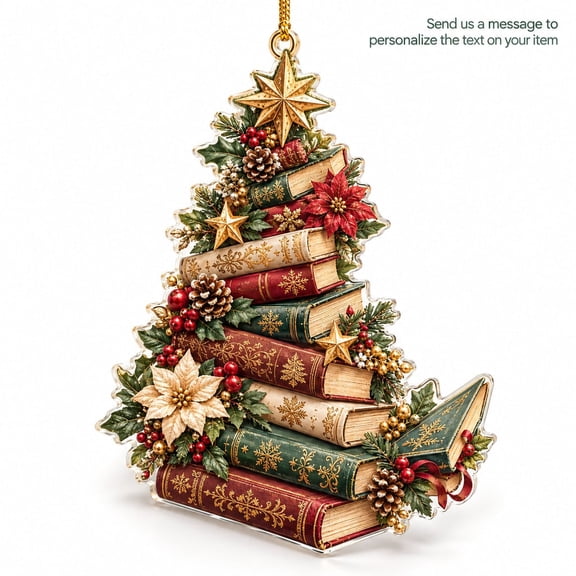 Ornament Christmas Book Tree Acrylic Hanging Decor for Christmas
