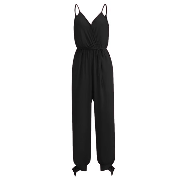 Women Fashion Backless V-Neck Sleeveless Playsuit Casual Printing Long Jumpsuit