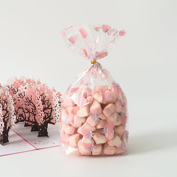Nvzi 100 bolsas de celofán con lunares de arcoíris y lazos giratorios, bolsas de plástico para regalo, bolsas de golosinas para bocadillos, galletas, suministros de embalaje, estilo G
