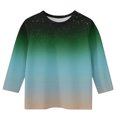 thumbnail image 4 of 3/4 Sleeve Tops for Girls Boys Size 3-12 Crewneck T-Shirts 2025 Toddlers Kids Trendy Gradient Printed Pullover Basic Going-Out Blouses Top, 4 of 5