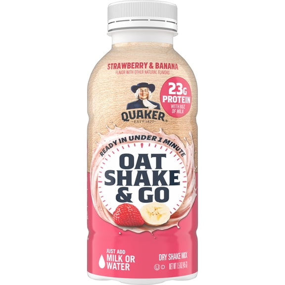 Quaker Oat Shake & Go, 23g Protein with Milk, Strawberry Banana 1.5 oz