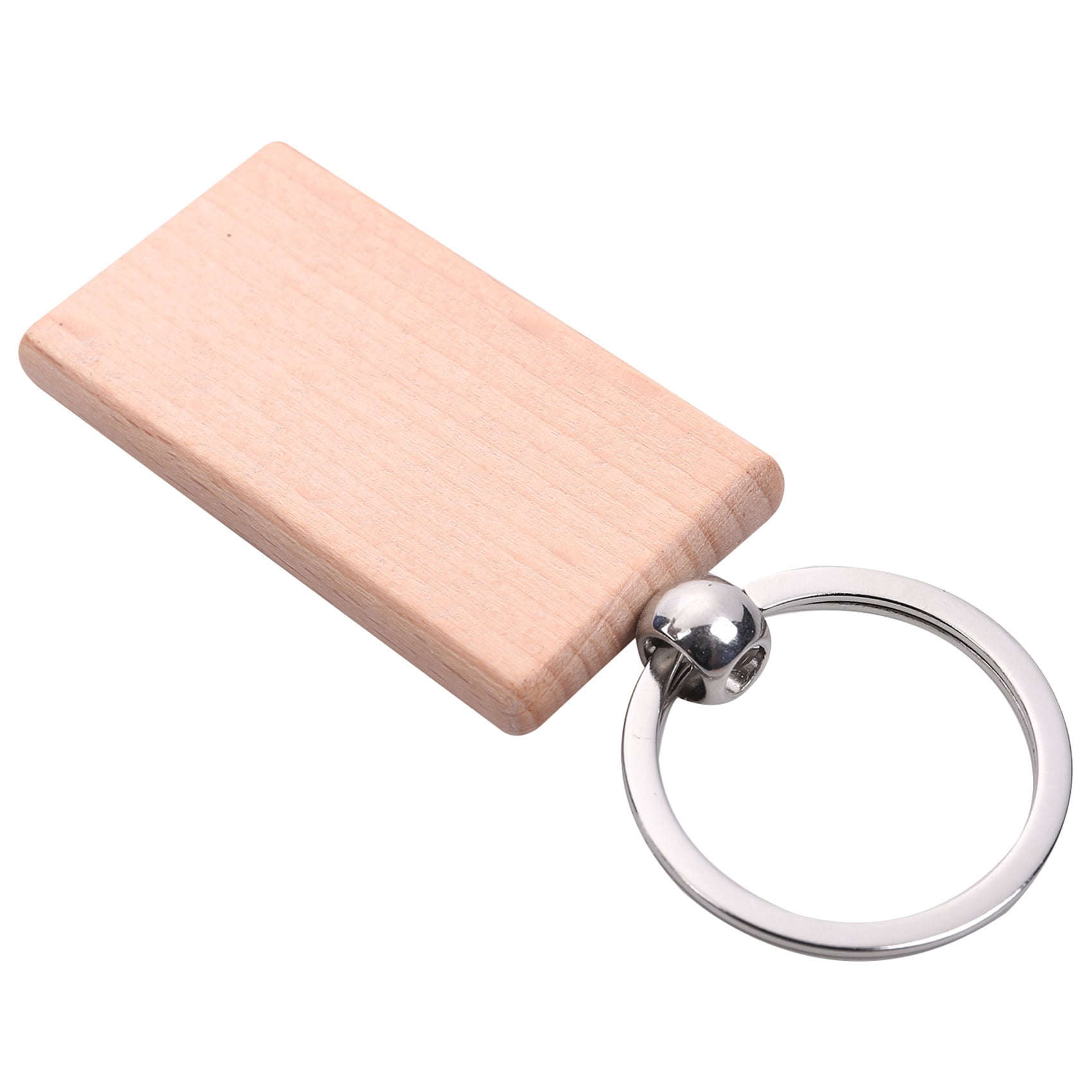 180Pcs Blank Rectangle Wooden Key Chain DIY Wood Keychains Key Tags Can Engrave DIY Gifts