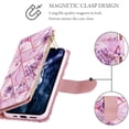 thumbnail image 5 of Wallet Case for iPhone 14 Pro Max 6.7 inch, Premium Vintage PU Leather Magnetic Closure Handbag Zipper Pocket Case Kickstand Card Slots with Wrist Strap Shockproof Flip Case - Purple Flower, 5 of 7
