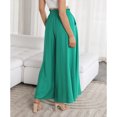 thumbnail image 3 of Pantalones de pierna ancha para mujer, pantalones de playa de Color puro con volantes y cordón elástico de cintura alta para fiesta, oficina y compras, 3 of 8