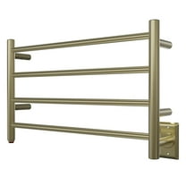 HEATGENE Towel Warmer 4 Bar Towel Dryer Wall-Mounted Plug-in Bath Towel Heater - Brushed Brass