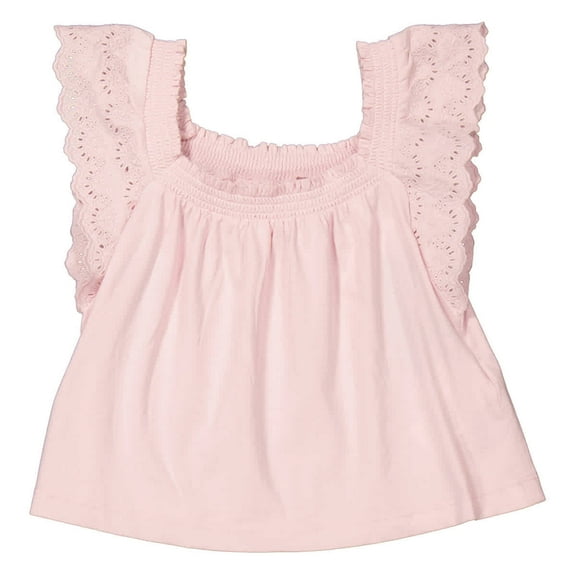 Polo Ralph Lauren Girls Hint Of Pink Eyelet-Embroidered Cotton Jersey Top, Size 3T