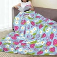 thumbnail image 6 of Honeii Strawberry And Flowers Print Fleece Blanket - Throw Blanket for Bed, Sofa, Couch, Camping, and Travel , Microplush Ultra Soft Warm Blanket-80"x60", 6 of 7