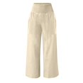 thumbnail image 4 of Seductiva Women's Lounge Pants Linen Pants Women Summer Wide Leg Pants Drawstring Elastic Waist Pants High Waisted Pants Casual Beach Trousers Loose Casual Pants, 4 of 5