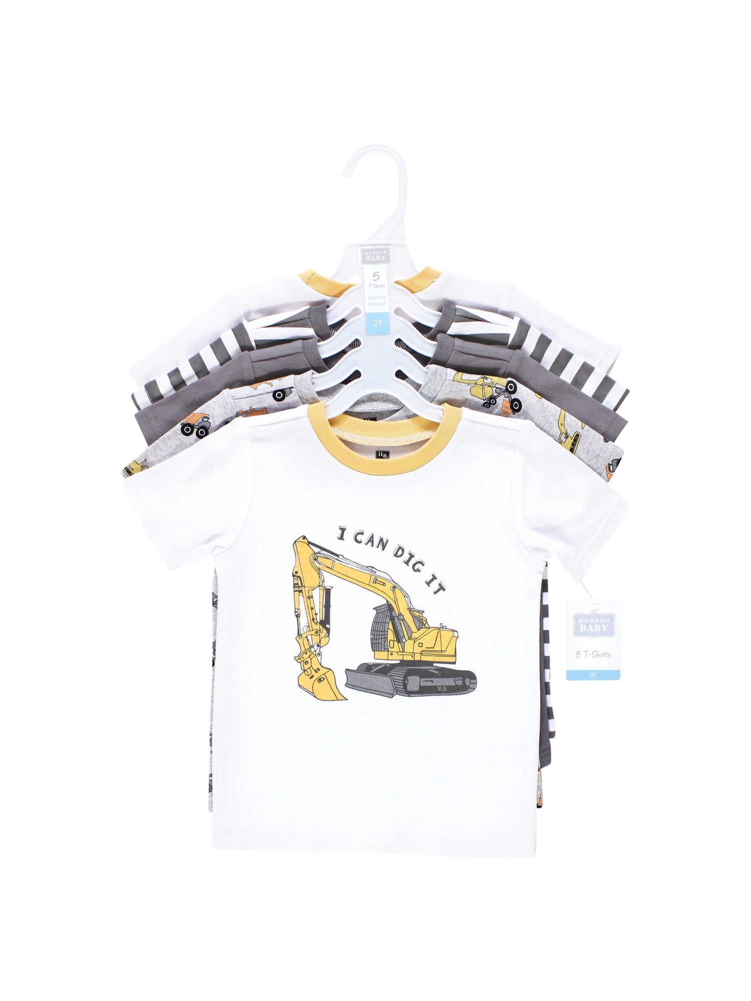 Hudson Baby Short Sleeve Tees, 5-Pack, 12 Months- 5T