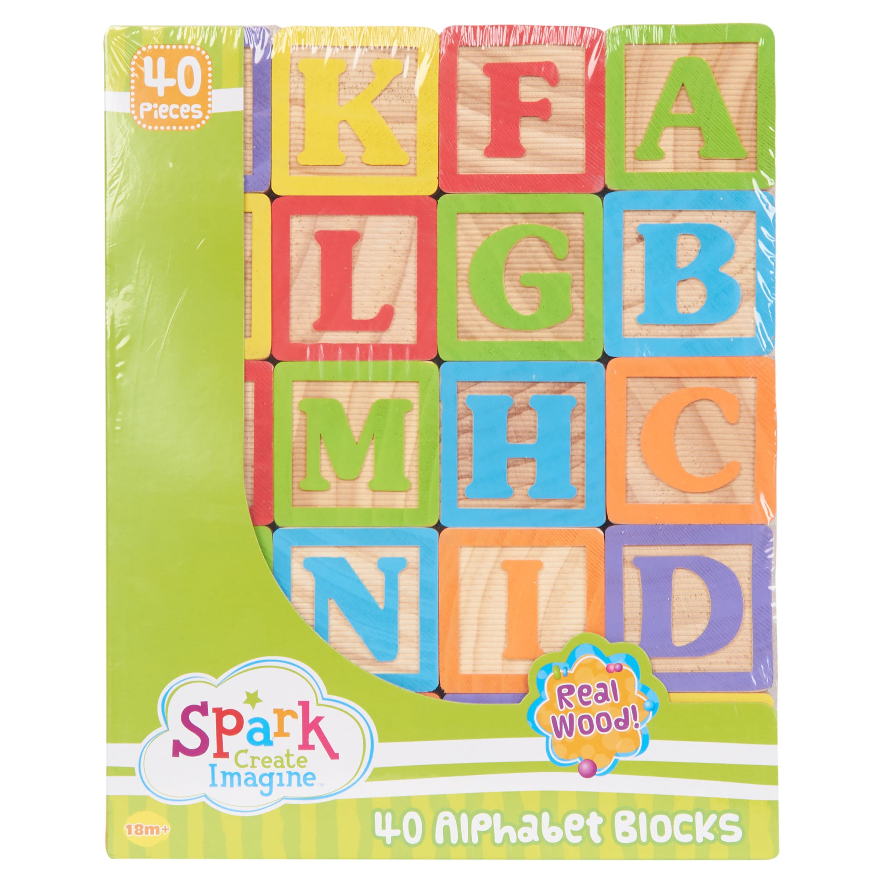 Spark. Create. Imagine 40 Piece ABC Alphabet toy with wooden blocks with bright graphics - image 2 of 9
