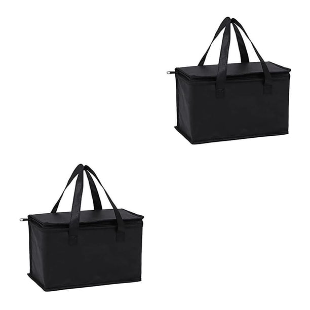 Soidarity Bolsa de aislamiento Portátil Reutilizable Lavable Mantener caliente Caja elegante Actividad al aire libre Contenedor de picnic Negro Negro Groß 2piezas