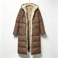 thumbnail image 5 of Smupbvky Mens Long Puffer Coat Hooded Fuzzy Fleece Lined Zip Up Jacket Winter Trendy Casual Warm Outerwear (XL, Brown), 5 of 6