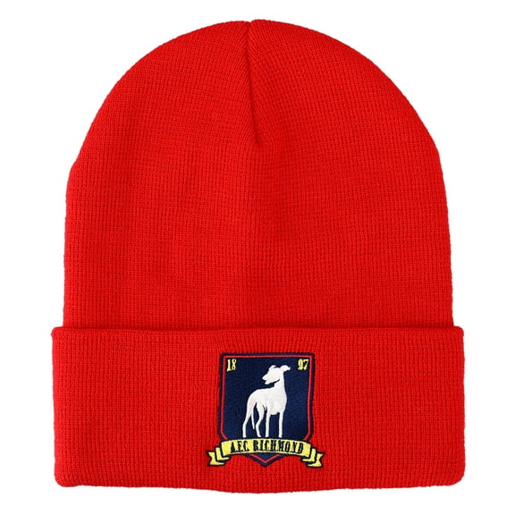Ted Lasso AFC Richmond Greyhounds Red Cuffed Beanie - Adult Unisex Knit Winter Hat, Acrylic Embroidered Logo