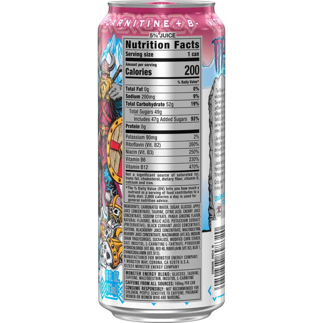 Monster Energy Juice, Viking Berry, Juice + Energy Drink, 16 Fl Oz