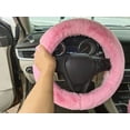 thumbnail image 1 of Fundas para volante de coche peludas y esponjosas, cálidas y esponjosas, universales, de piel sintética, para invierno (rosa), 1 of 3