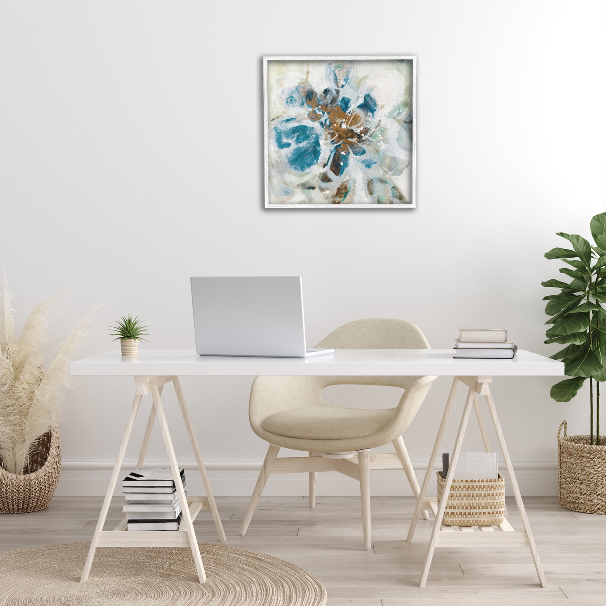 Stupell Industries Distorted Splatter Abstraction Abstract Painting White Framed Art Print Wall Art, 24 x 24