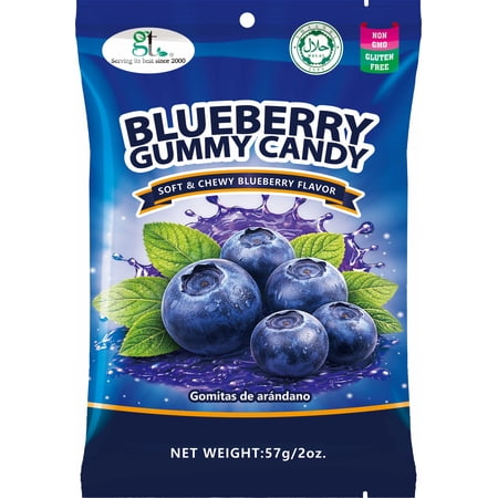GT Blueberry Gummy Candy 2 Ounce Bag Non GMO Gluten-Free