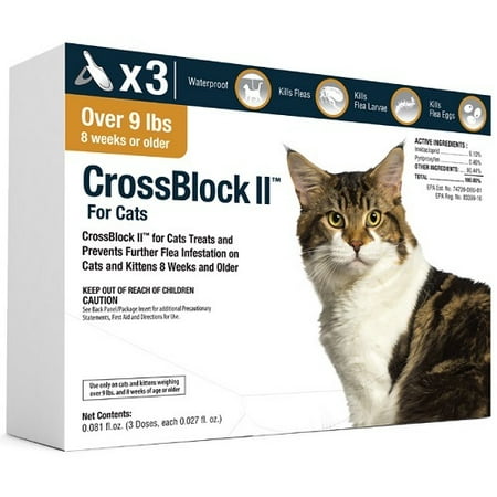 CrossBlock II Flea Control for Cats and Kittens (3-Pack) Over