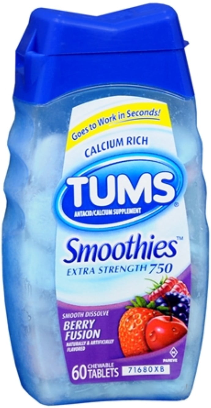 TUMS Smoothies Tablets Berry Fusion 60 Tablets (Pack of 2)