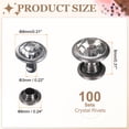 thumbnail image 2 of Uxcell 100 piezas de remaches de cristal coloridos de 8 mm, remaches de strass rápidos, remaches de metal para ropa, cuero, tela, artesanías, decoración, cuero, bricolaje, transparente, 2 of 6