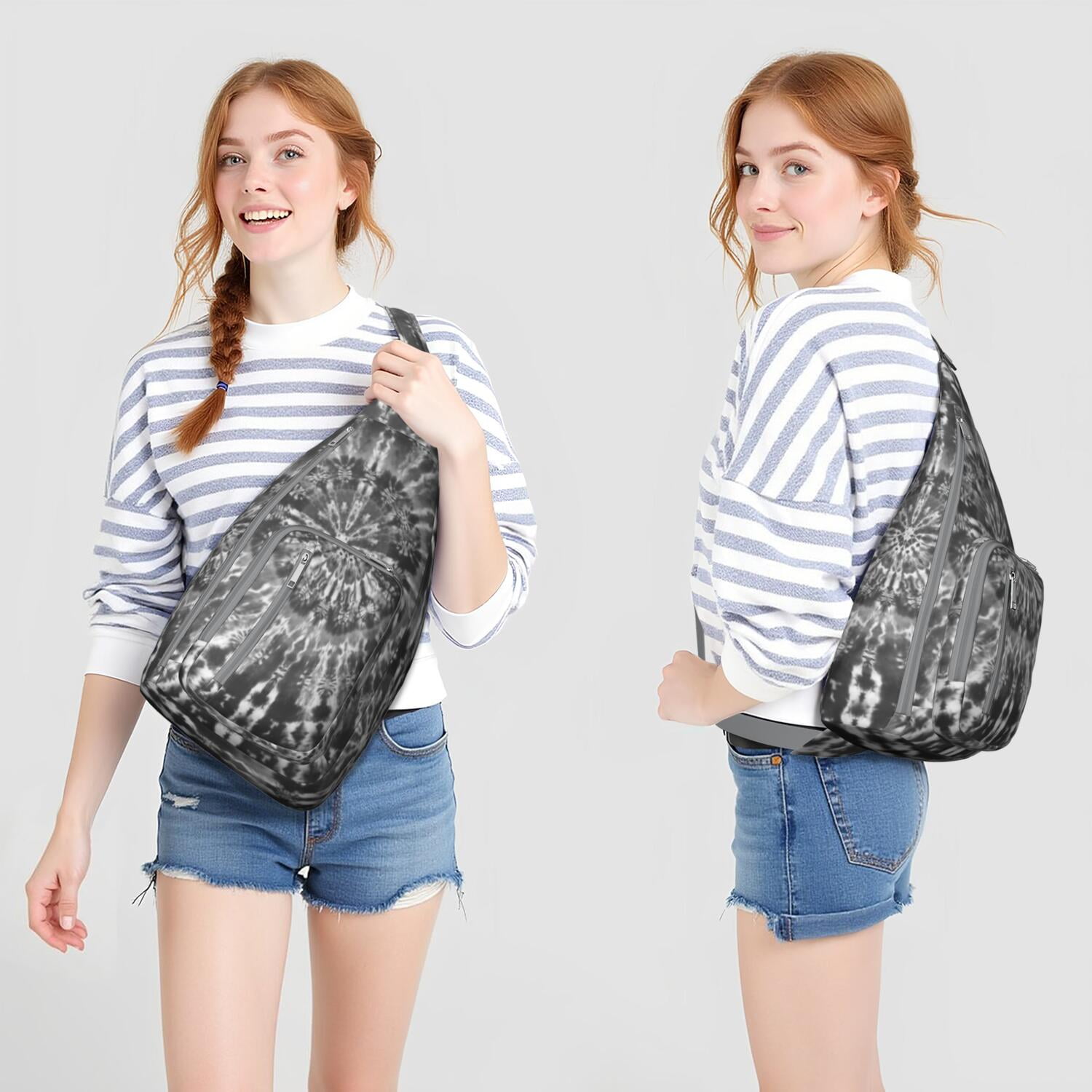 Boho Tie Dye Sling Bag - Rainbow Watercolor Print Crossbody Backpack for Women & Men, Lightweight Shoulder Bag (Psychedelic Swirl Design, Water-Resistant & Durable)