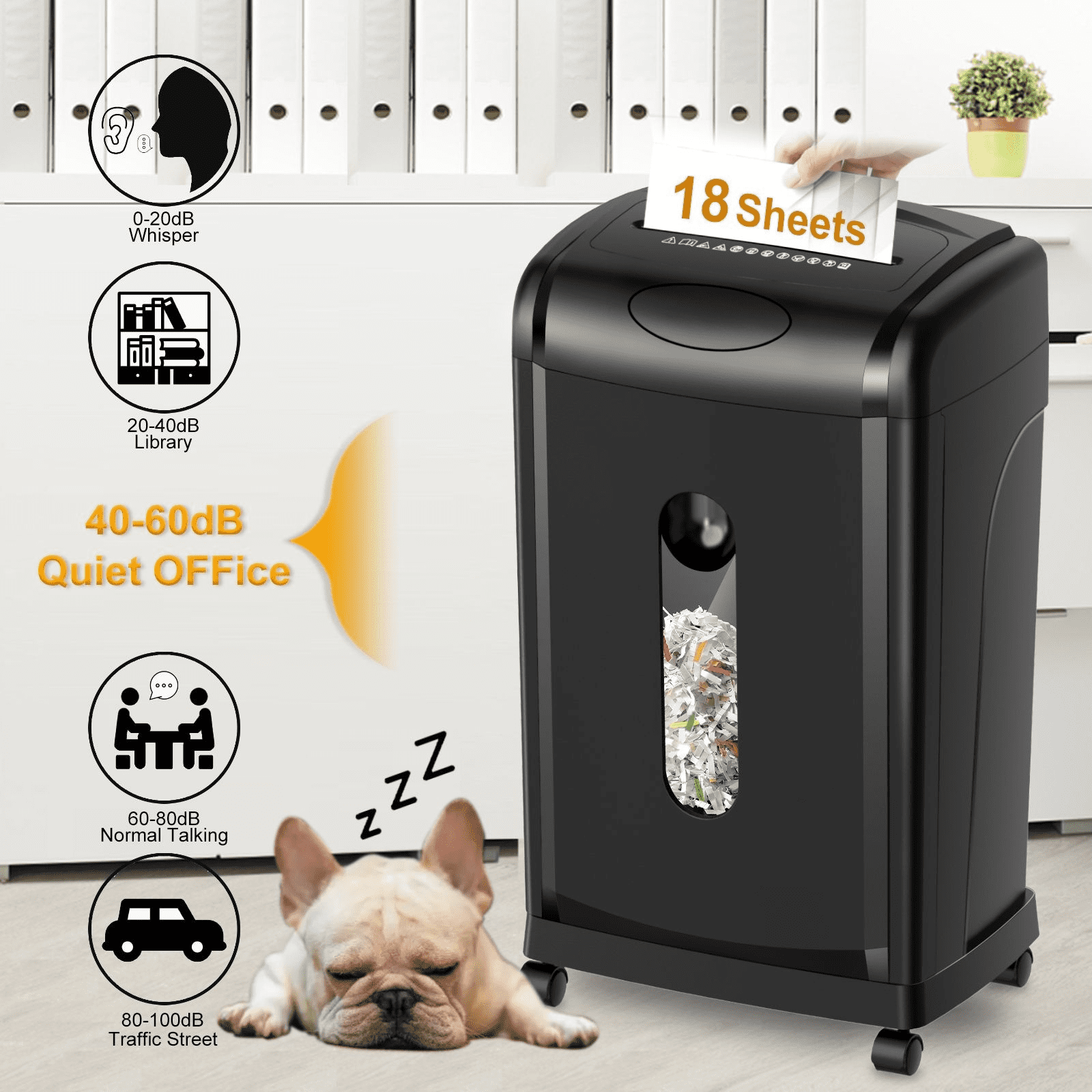 Paper Shredder, 18-Sheet Cross Cut, P-4 Security, 7.93 Gallon Bin - Home & Office