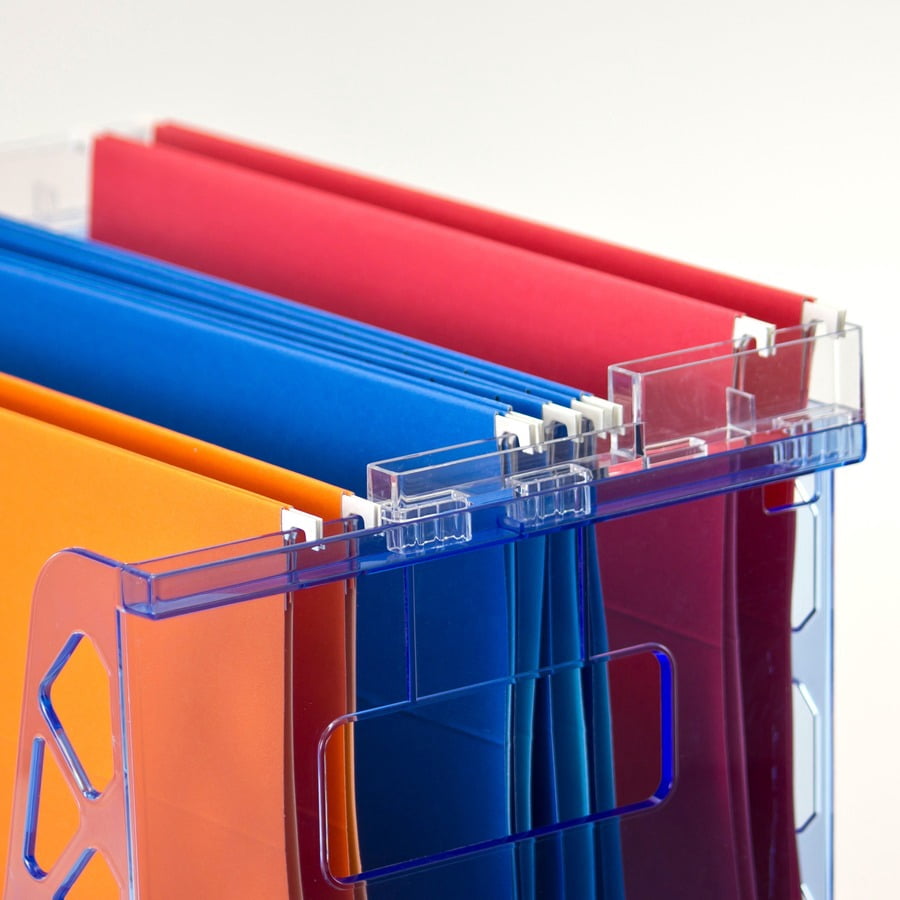Officemate Blue Glacier&trade; Desktop File Organizer - 10.8" Height X 13.3" Width X 8.6" Depth - Desktop - Compact, Portable - Transparent Blue - 1 Each
