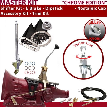 American Shifter 4L80E Shifter Kit Chrome 8 in. E Brake Cable Trim Kit Dipstick for ED9DD
