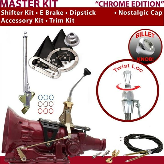 American Shifter 904 Shifter Kit Chrome 8 in. E Brake Cable Trim Kit Dipstick for ECC12