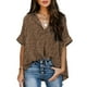 thumbnail image 1 of Blusa de mujer Camisa con cuello en V Manga corta Camiseta con estampado bonito Botón trasero para oficina de viajes, 1 of 4