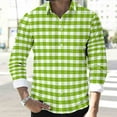 thumbnail image 6 of VgaVtl Men Long Sleeve Shirt Checkered Collared Clothes for Men Casual Bottoming Loose Office Button Green Shirts,XL, 6 of 8
