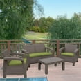 thumbnail image 2 of Ourea 4PC Espresso Conversation Patio Set with Sage Green Cushion, 2 of 12