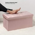thumbnail image 5 of PINPLUS 31.5" Pink Velvet Ottoman with Storage Bench, Collapsible Toy Chest Box for Girls, Footstool for Living Room(Rectangular), 5 of 10