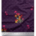 thumbnail image 1 of Soimoi Georgette Viscose Fabric Dot,Leaves & Periwinkle Floral Printed Fabric 1 Yard 42 Inch Wide, 1 of 3