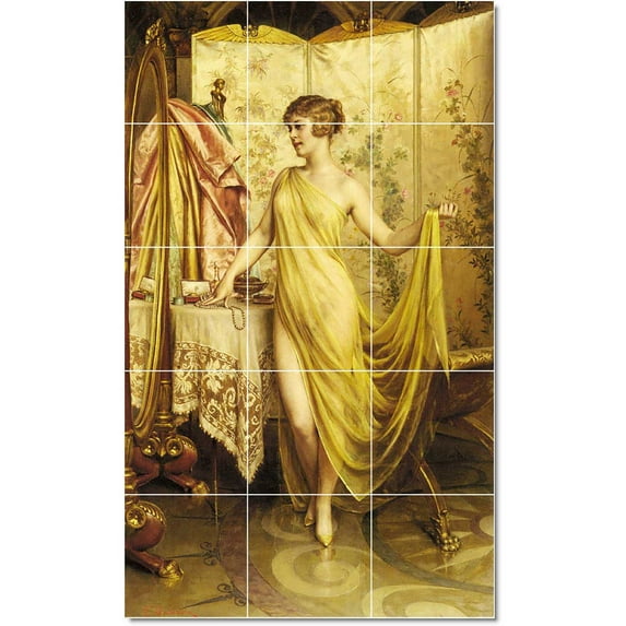 Ceramic Tile Mural-Frederic Soulacroix Women Painting 84. 18" w x 30" h using (15) 6 x 6 ceramic tiles