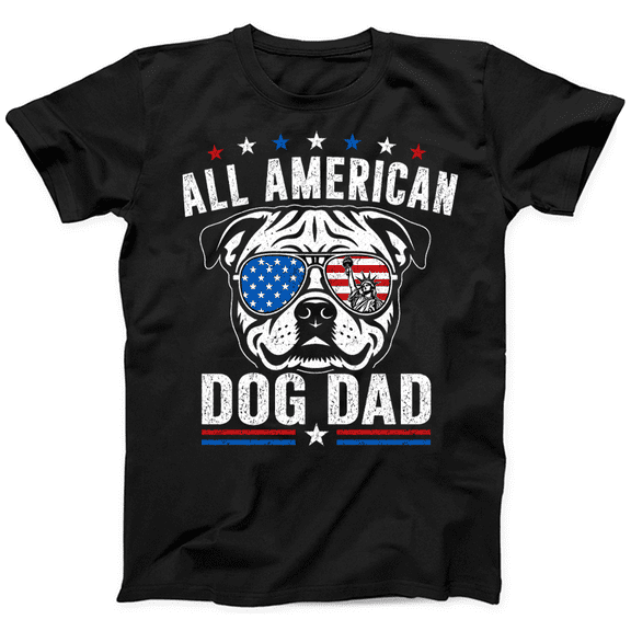 Mens Patriotic Dog Dad T Shirts All American Dog Dad Fathers Day Graphic Tee for Men USA Flag Graphic Tees