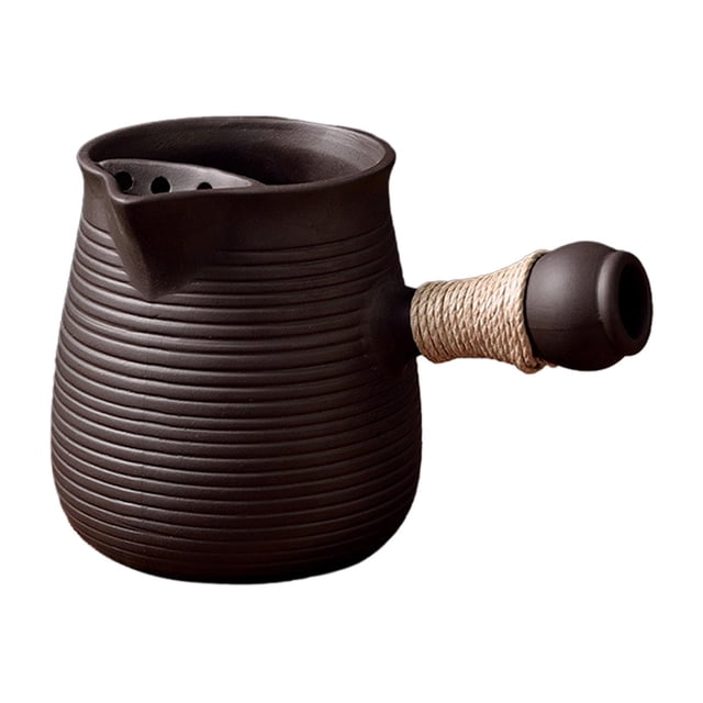 Tetera de cerámica duradera, tetera de hojas sueltas, calentador de leche, calentador de té para hervir Negro 350ml