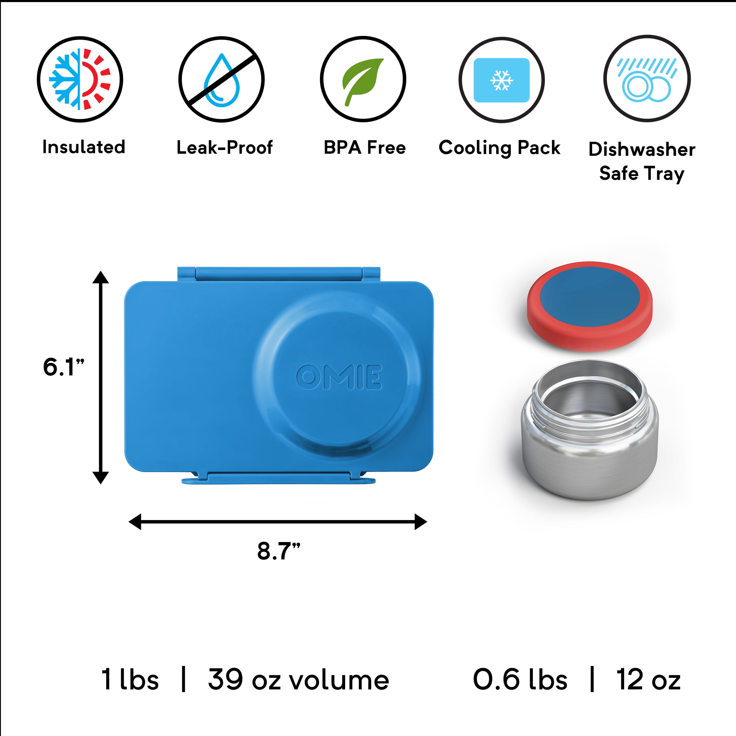 OmieBox UP is an Insulated Bento Lunch Box with a 12oz Thermos - Cosmic Blue by OmieLife