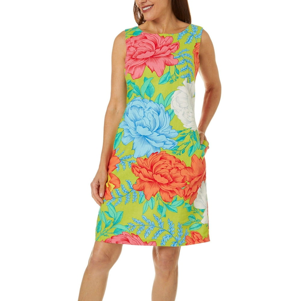 Ronni Nicole - Ronni Nicole Womens Sleeveless Floral Linen Dress ...