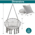 thumbnail image 6 of Macrame Hammock Chair Hanging Swing Chair Max 330 Lbs with 2 Cushions and Hardware Kits for Indoor Outdoor Bedroom Patio Garden - Light Grey, 6 of 10