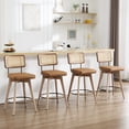 thumbnail image 6 of Zesthouse 26.2" Swivel Counter Height Bar Stools Set of 2, Upholstered Faux Leather Counter Stools with Rattan Back, Mid Century Barstools with Solid Wood Frame for Kitchen Island, Brown, 6 of 10