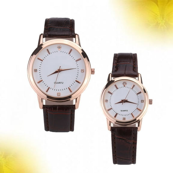 LOLIPPYY 2-Piece Quartz Watch Set in Brown with Breathable Strap, Ideal Gift for Valentine's Day
