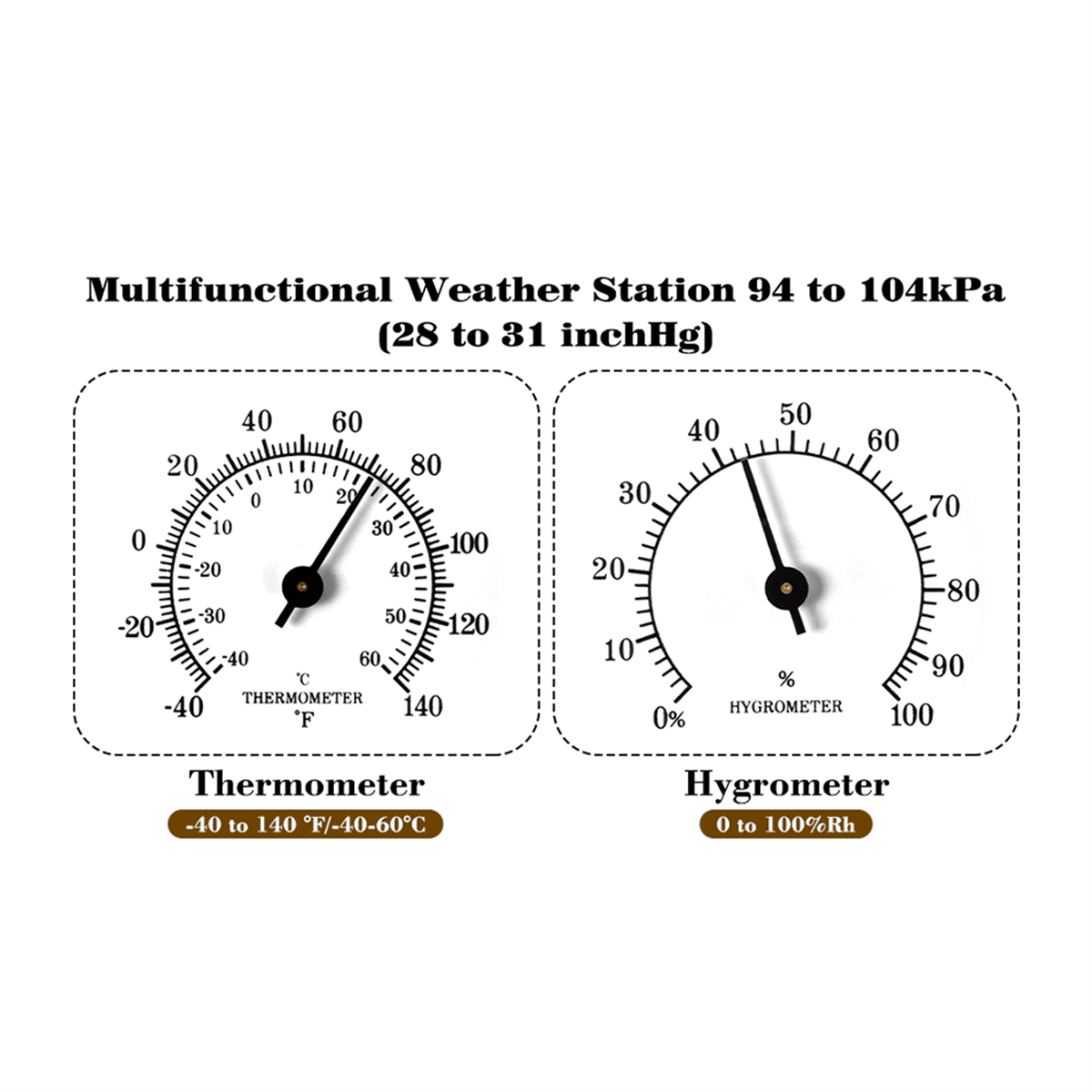 Barometer Thermometer Hygrometer Atmospheric Pressure Temperature Gauge Outdoor Weather Station Humidity Meter