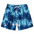 thumbnail image 2 of Cethrio Hawaiian Shorts for Boys, Drawstring Beach Casual Holiday Summer Shorts Blue Size 10-12 T, 2 of 6