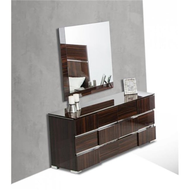 Miroir en MDF, Placage et Verre Ébène 39 Pouces